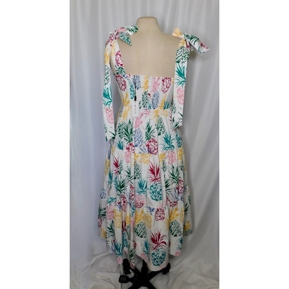 NWT!! MILLY Ellery Tiered Pineapple Print Midi Dress Poplin Colorful Size 8 - Picture 8 of 16